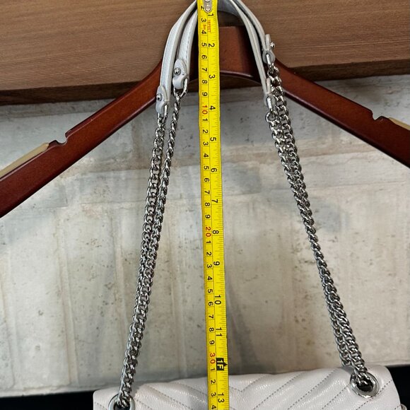 Share Rebecca Minkoff Edie Grey Quilted Leather Flap Shoulder Bag with Silver Ha - Picture 8 of 15